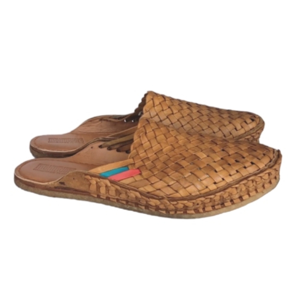 New Mohinders LeatherWoven Mules sz 10 Handmade in India